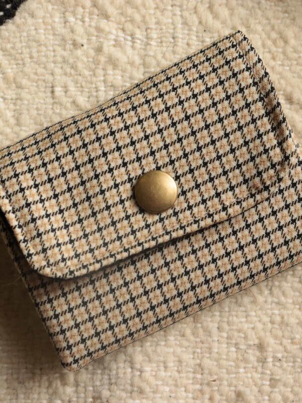 Mini portefeuille Prince de Galles beige Maison Mallow