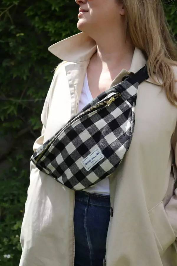 Sac banane carreaux vichy Noir