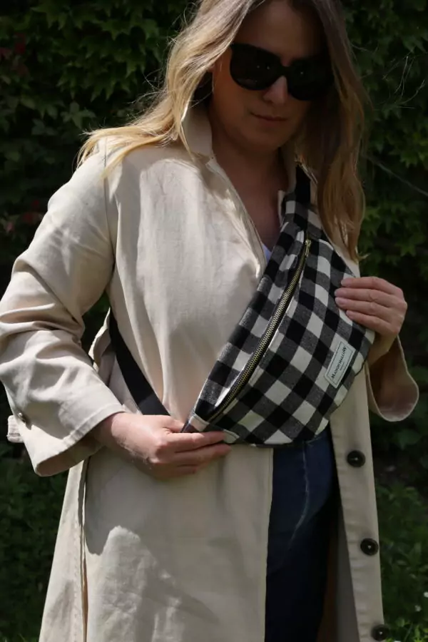 Sac banane carreaux vichy Noir