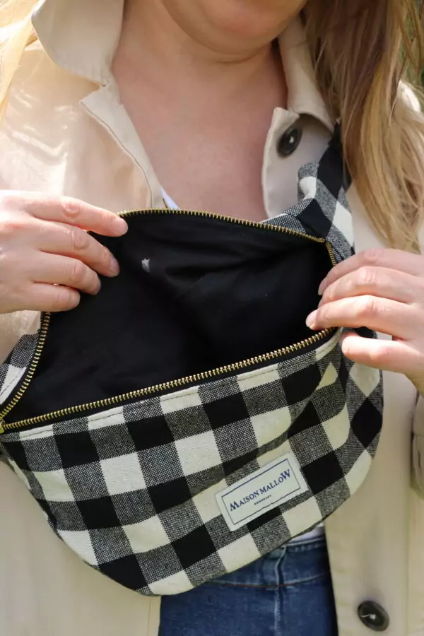 Sac banane carreaux vichy Noir