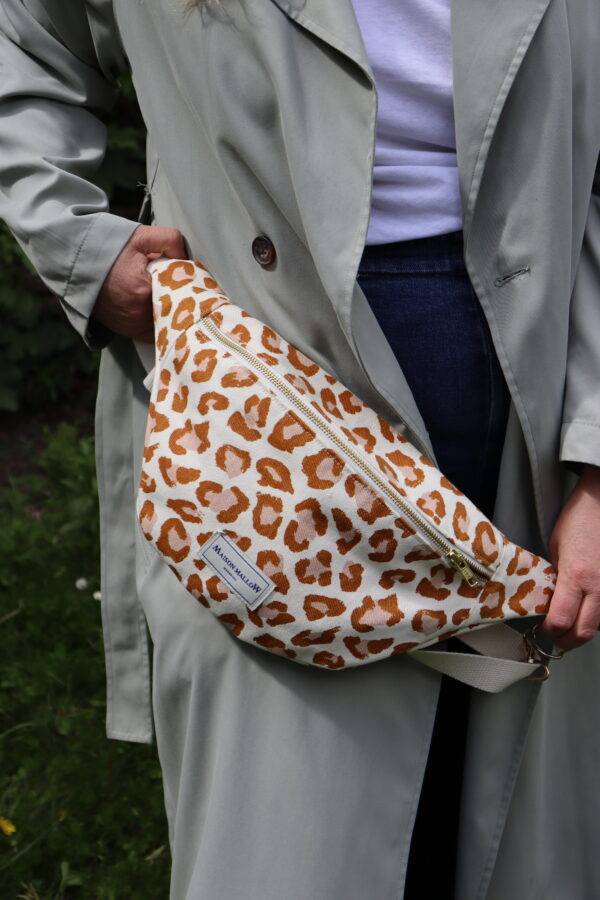 Sac banane léopard écru et camel