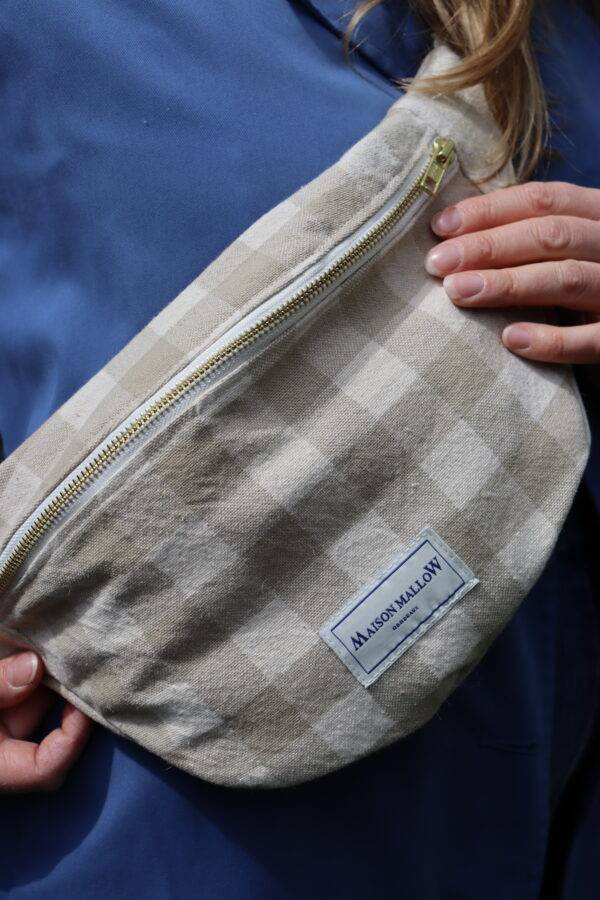 Sac banane carreaux Vichy beige
