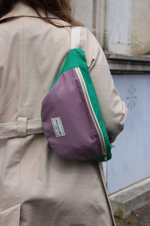 sac banane bicolore violet et vert