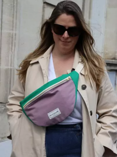 sac banane bicolore violet et vert