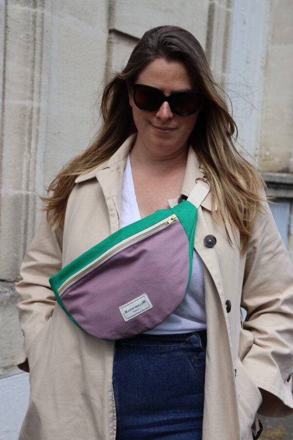 sac banane bicolore violet et vert