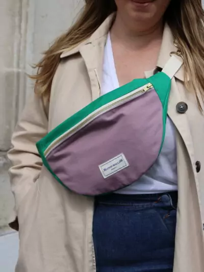 sac banane bicolore violet et vert