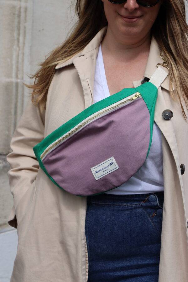 sac banane bicolore violet et vert