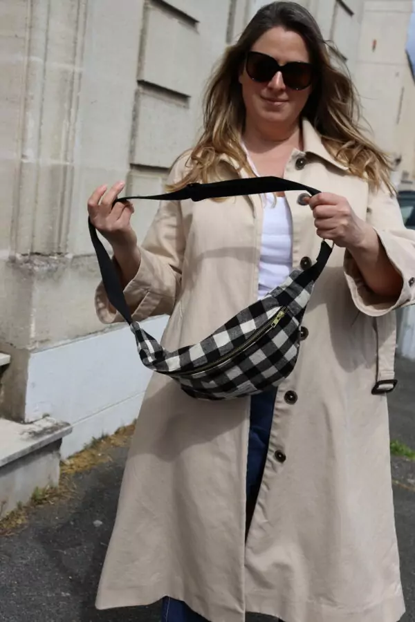 Sac banane carreaux vichy Noir