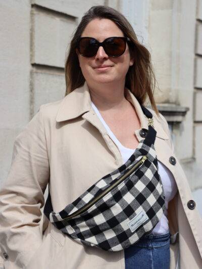 Sac banane carreaux vichy Noir