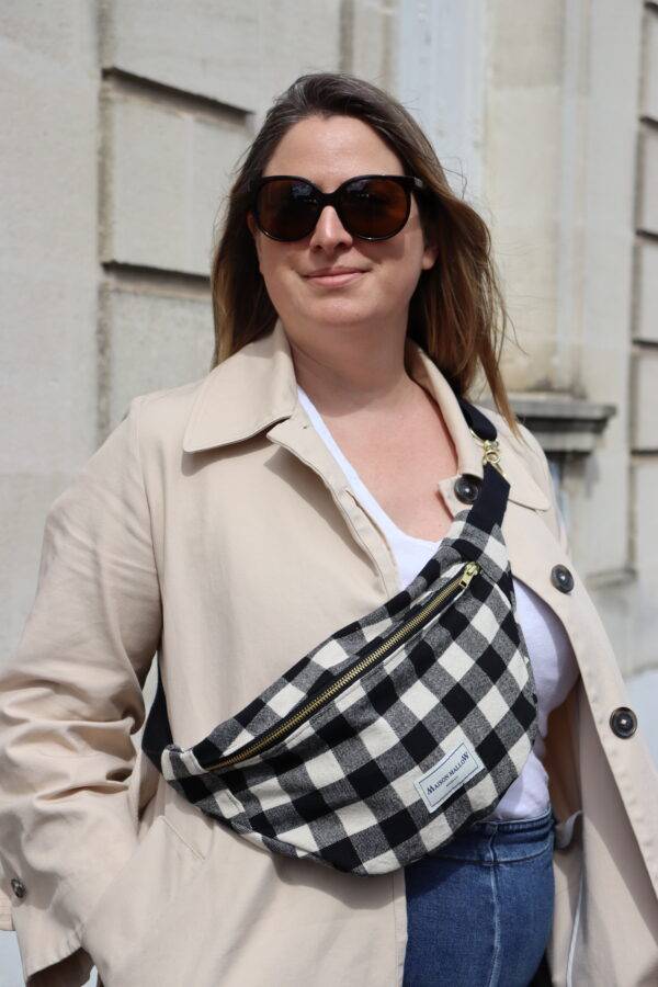 Sac banane carreaux vichy Noir