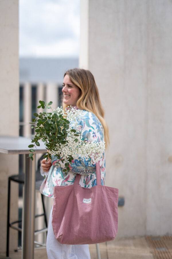 Cabas en lin rose Maison Mallow