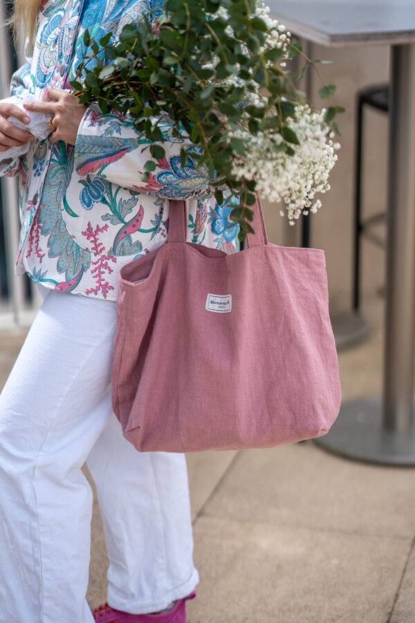 Cabas en lin rose Maison Mallow