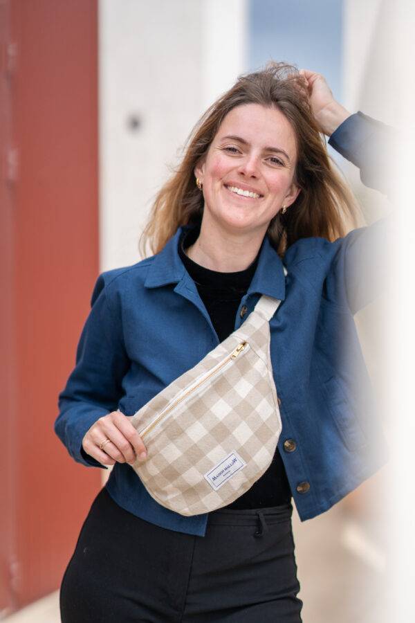 Sac banane Vichy beige Maison Mallow