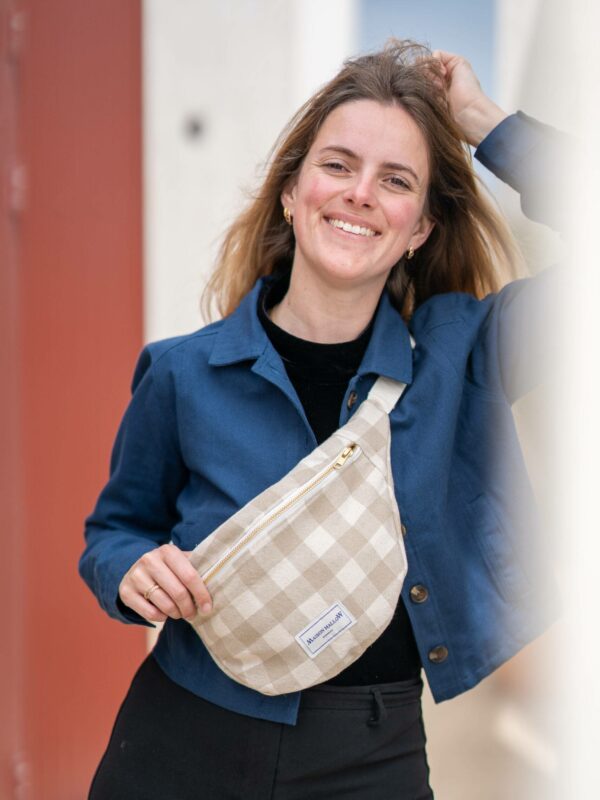 Sac banane Vichy beige Maison Mallow