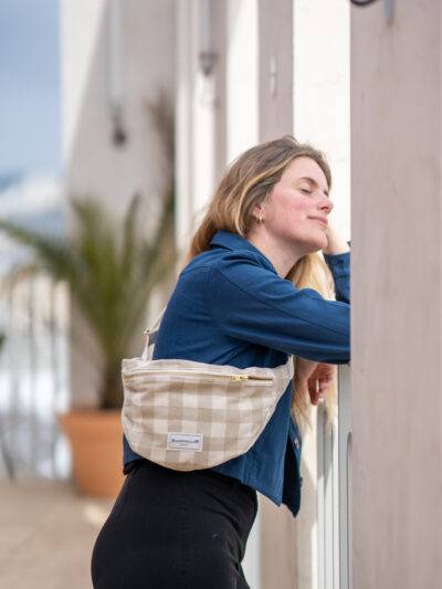 Sac banane Vichy beige Maison Mallow