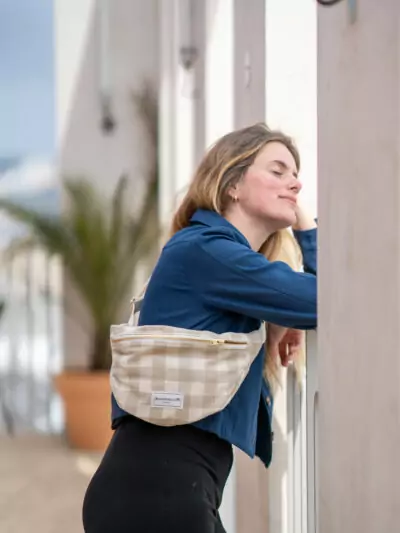 Sac banane Vichy beige Maison Mallow