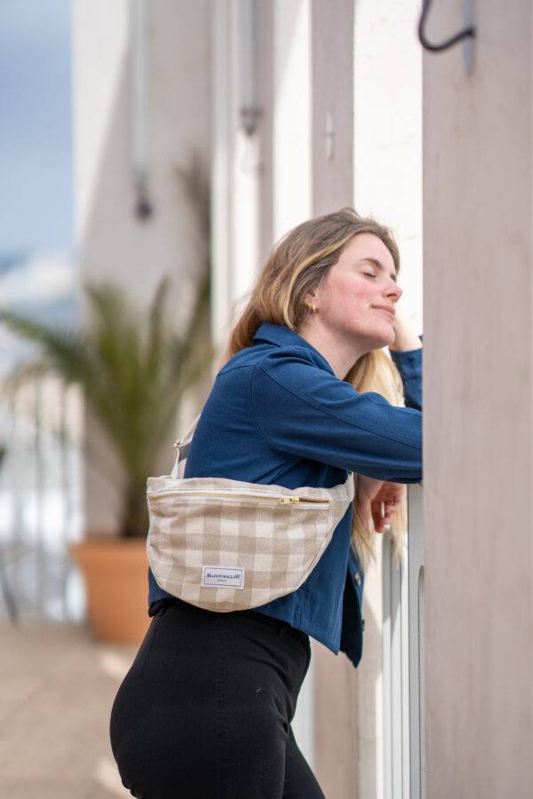 Sac banane Vichy beige Maison Mallow
