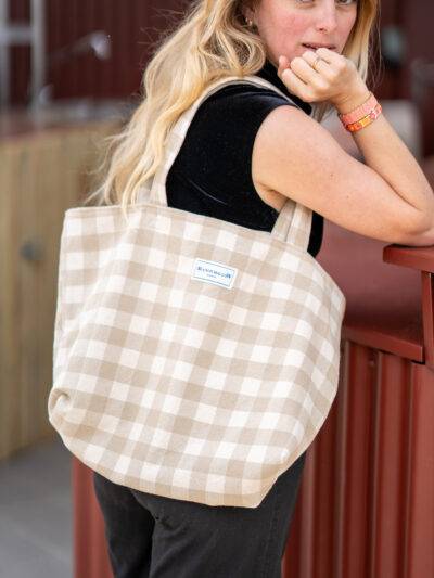 Sac cabas Vichy beige Maison Mallow