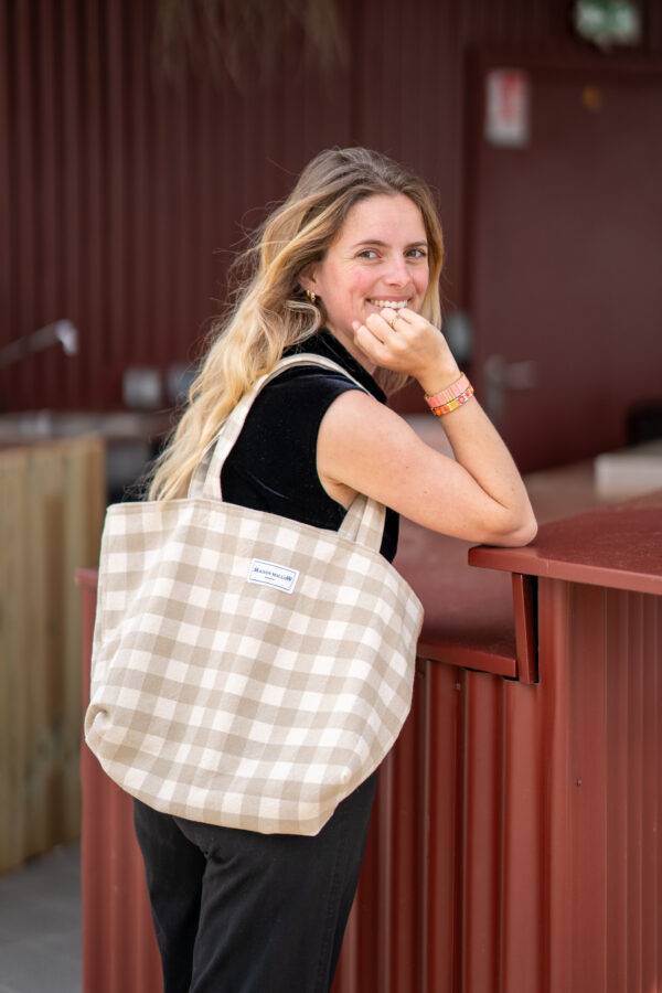Sac cabas Vichy beige Maison Mallow