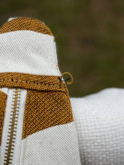 défaut couture Sac banane à rayures jaune moutarde