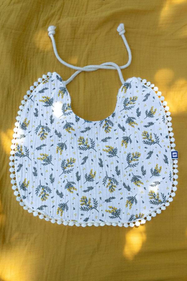 bavoir en gaze de coton fleur mimosa