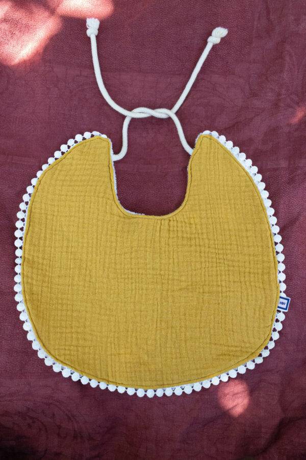 bavoir en coton jaune moutarde