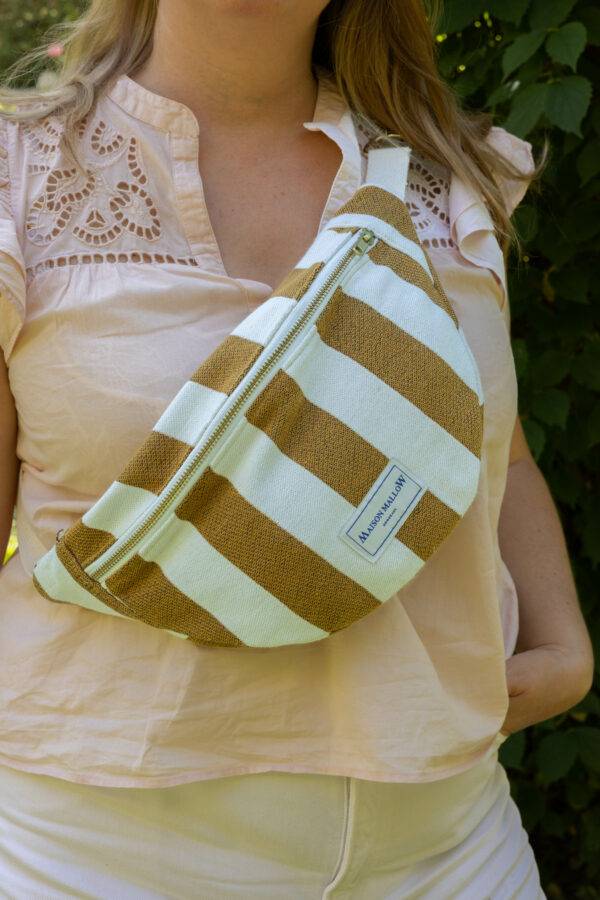 Sac banane à rayures jaune moutarde