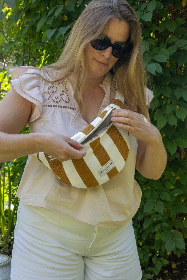 Sac banane à rayures jaune moutarde