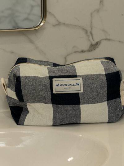Trousse de toilette à gros carreaux vichy bleu marine