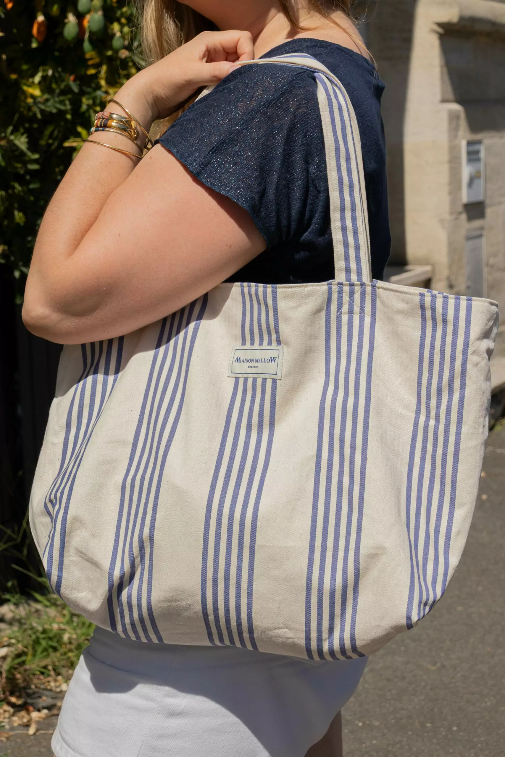 sac cabas medium Ă rayures bleues