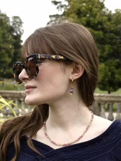 Boucles d'oreilles Margot améthyste et jade