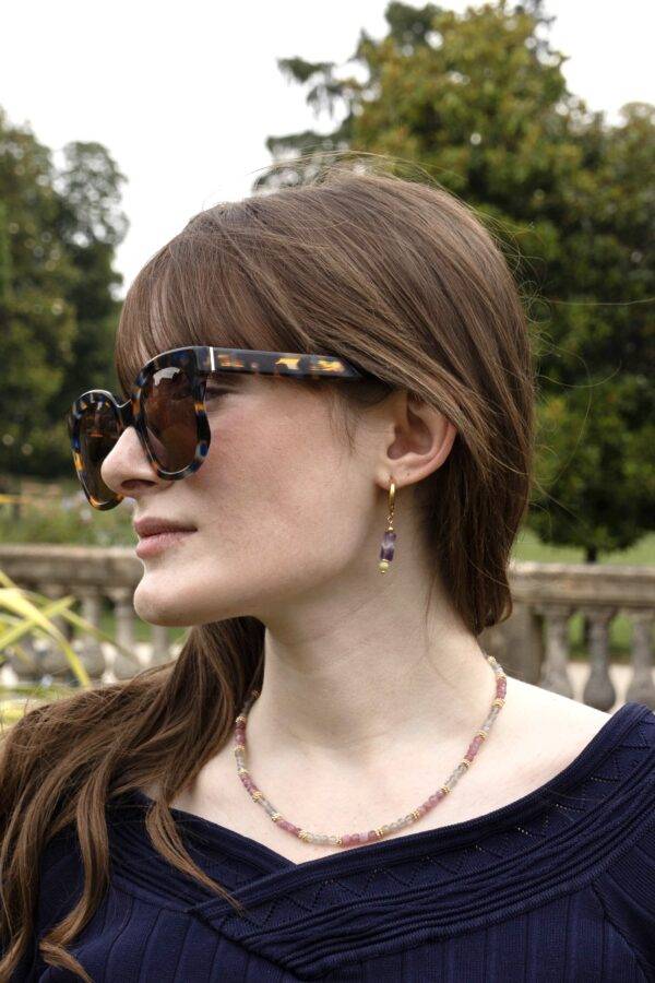 Boucles d'oreilles Margot améthyste et jade