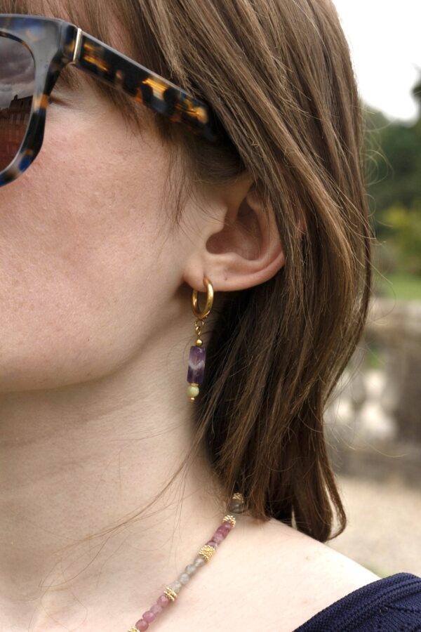Boucles d'oreilles Margot améthyste et jade