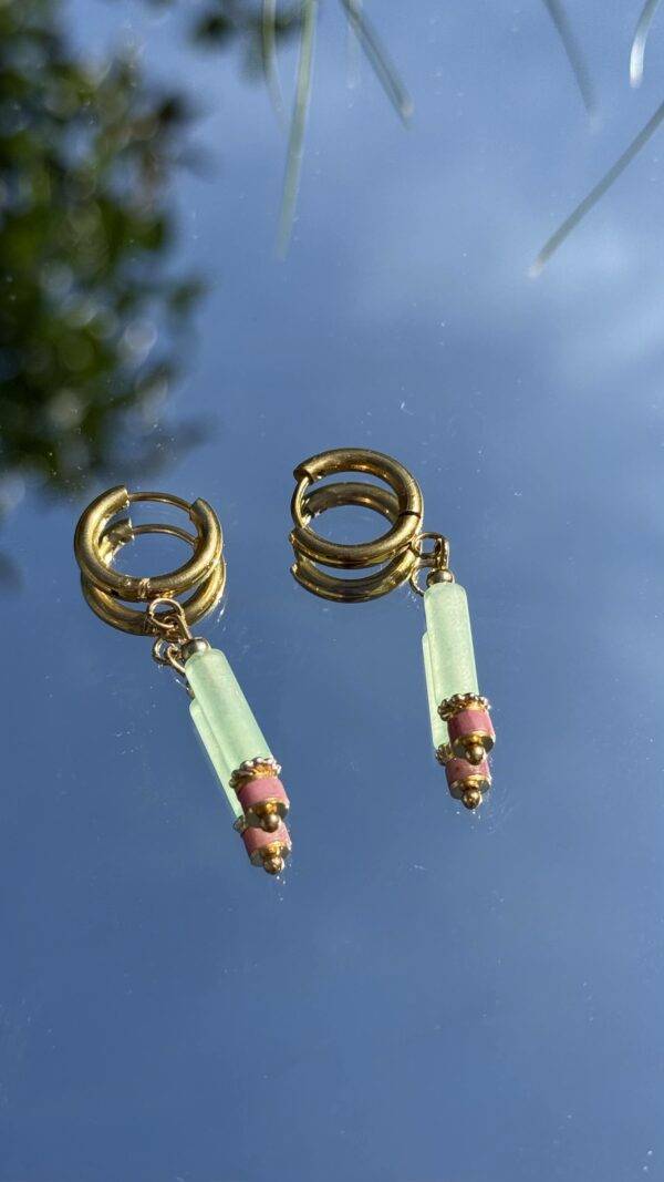 Boucles d'oreilles Margot aventurine rhodonite et doré