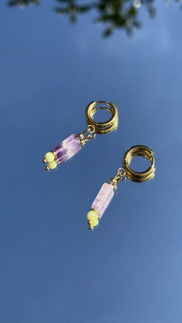 Boucles d'oreilles Margot améthyste et jade