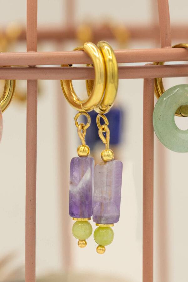 Boucles d'oreilles Margot améthyste et jade