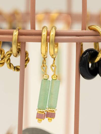 Boucles d'oreilles Margot aventurine et rhodonite