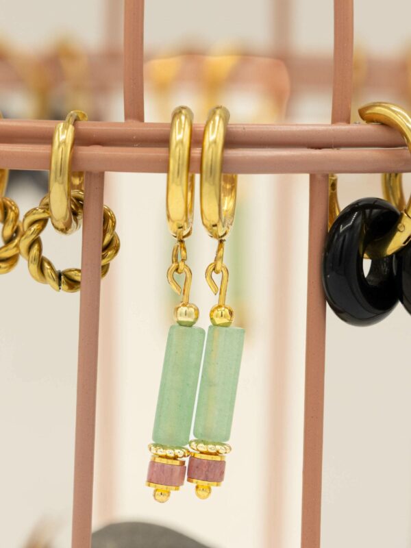 Boucles d'oreilles Margot aventurine et rhodonite