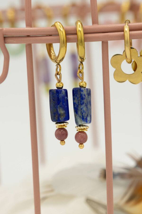 Boucles d'oreilles Margot lapis Lazuli et rhodonite