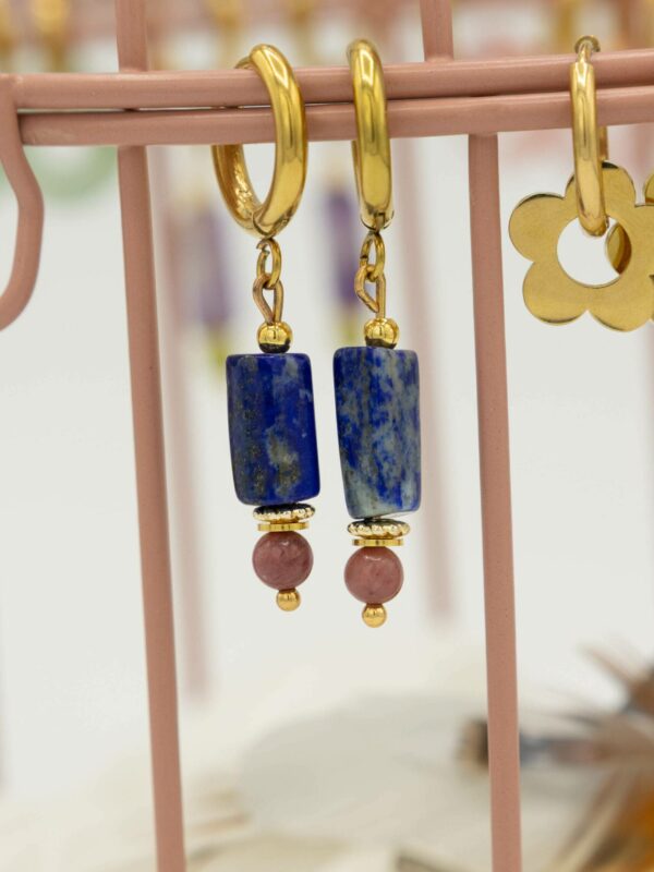 Boucles d'oreilles Margot lapis Lazuli et rhodonite