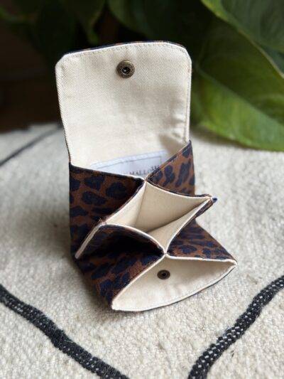 Mini Portefeuille Leopard bleu ouvert