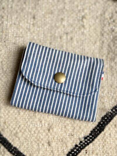 Mini Portefeuille rayé bleu et blanc