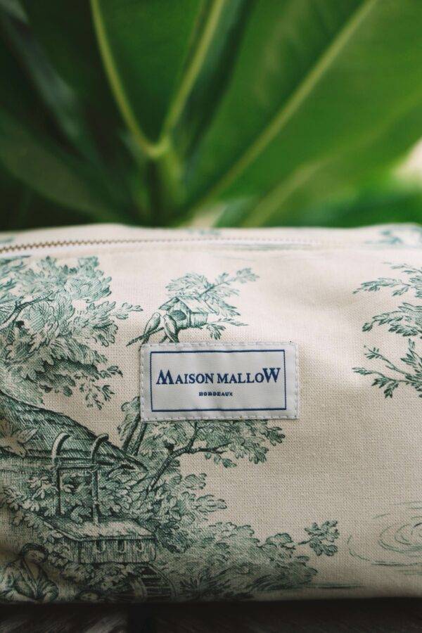 Trousse de toilette en toile de Jouy Verte