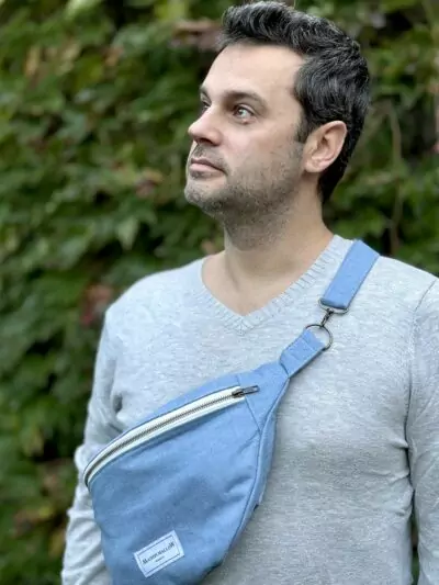 Sac banane jean bleu clair