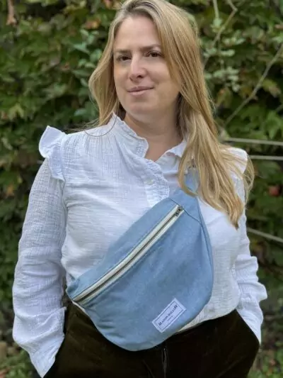 Sac banane jean bleu clair