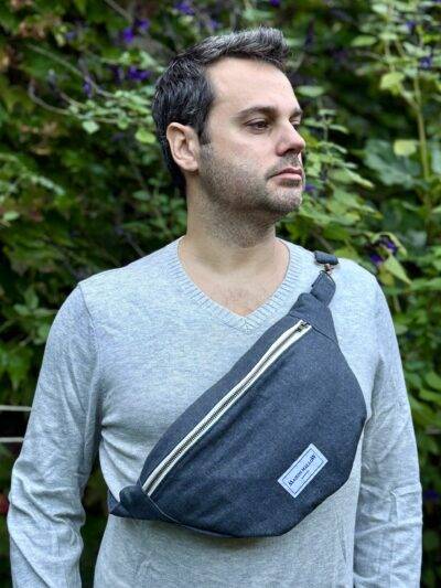 Sac banane jean gris