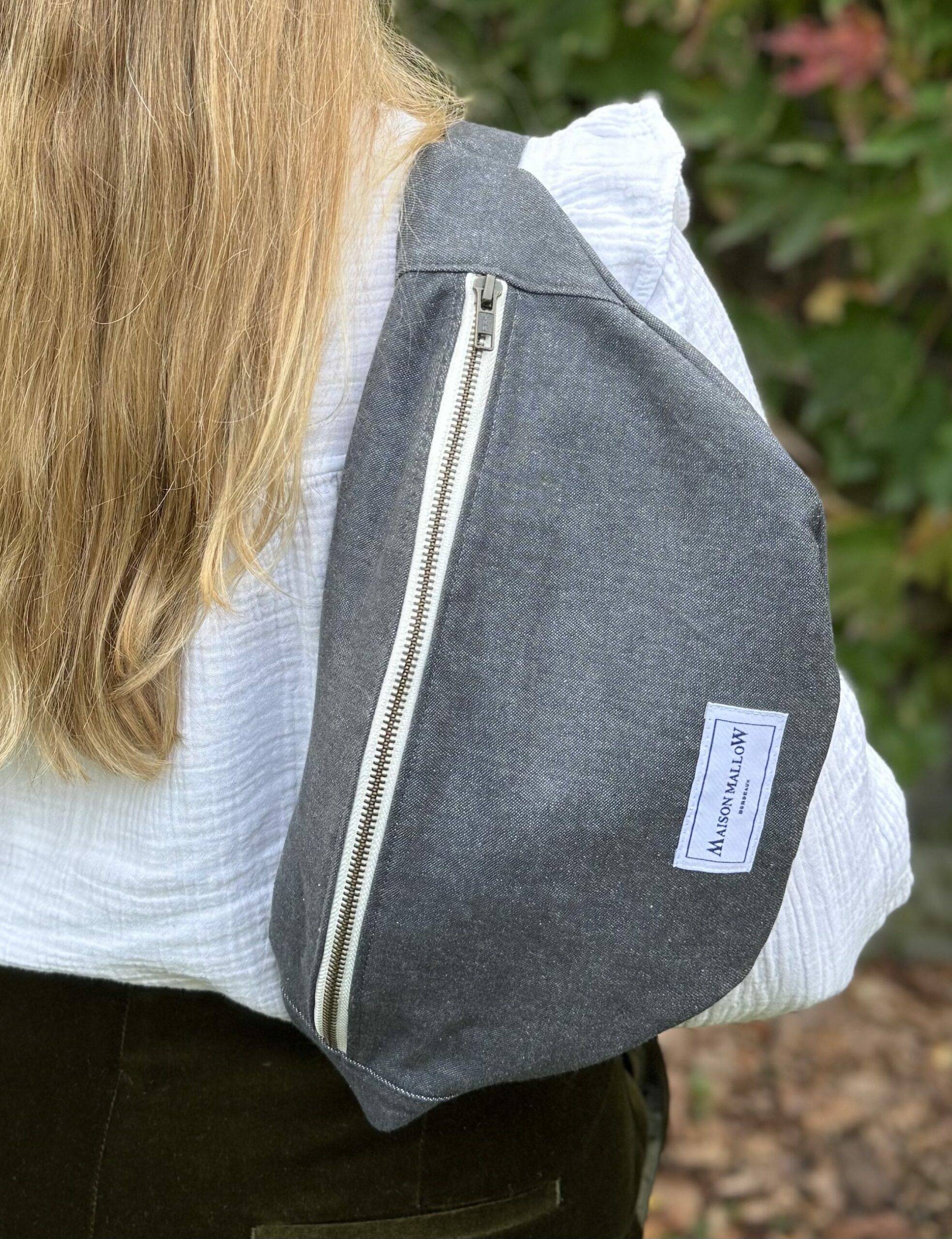 Sac banane jean gris