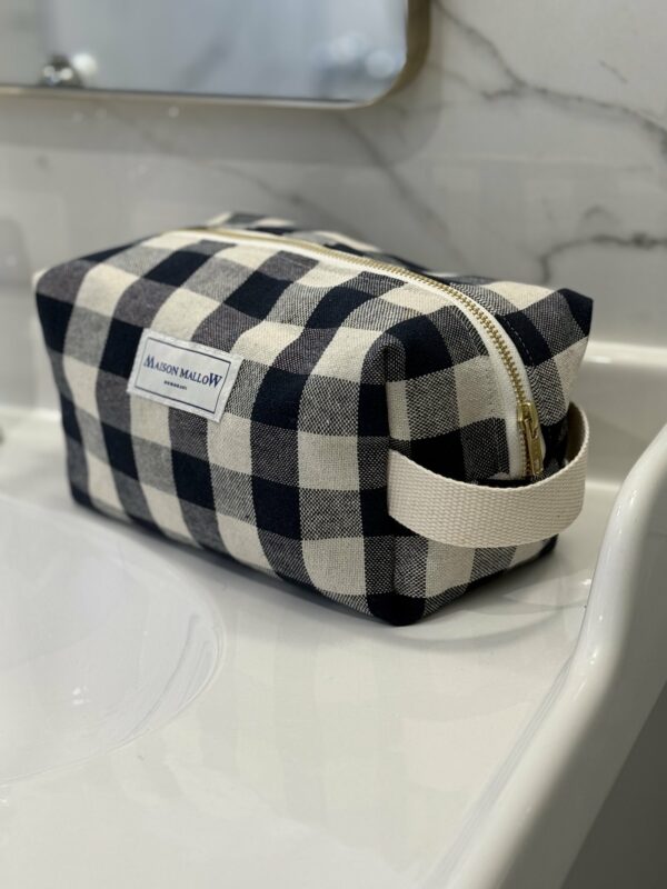 Trousse de toilette XXL carreaux vichy bleu marine