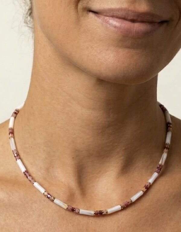Collier nacre et rhodonite