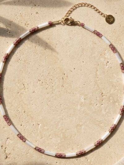 Collier nacre et rhodonite
